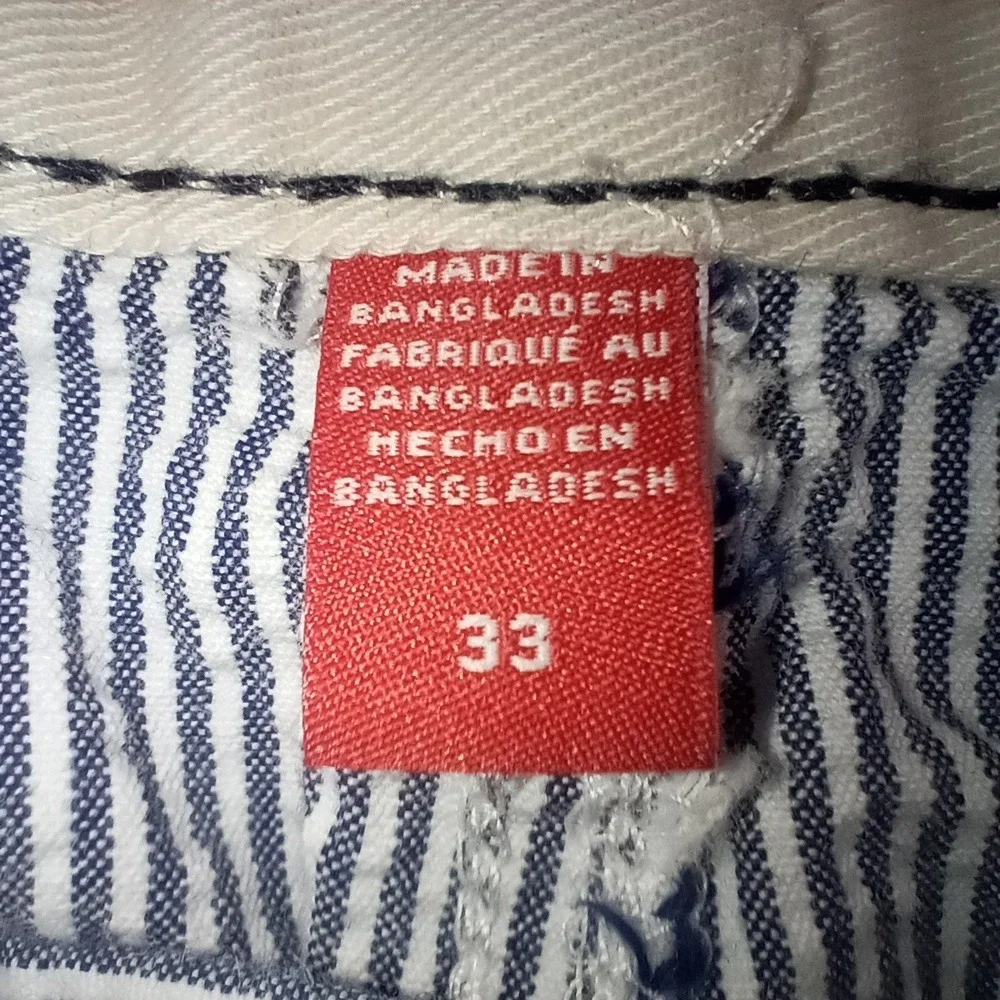 Izod Seersucker Shorts Mens Size 33 Preppy Bermuda Striped‎ Blue White Beach